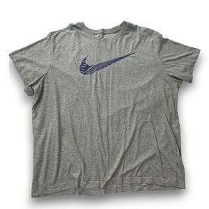 Nike Mens Dri-FIT Graphic Tee Heather Gray Blue Swoosh FJ2464-063 XXL